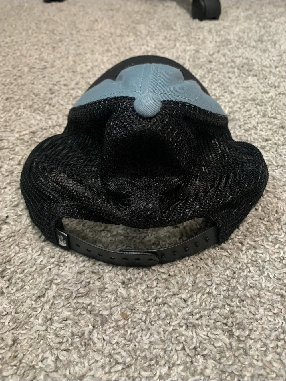 The North Face Mountain Graphic Blue Black Mesh Back Trucker Hat